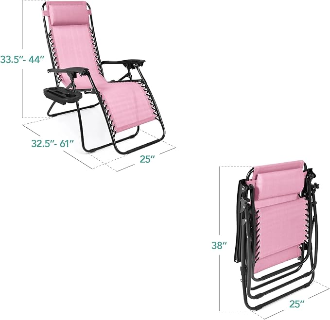 Best Choice Products Set of 2 Adjustable Steel Mesh Zero Gravity Lounge Chair - Image 2