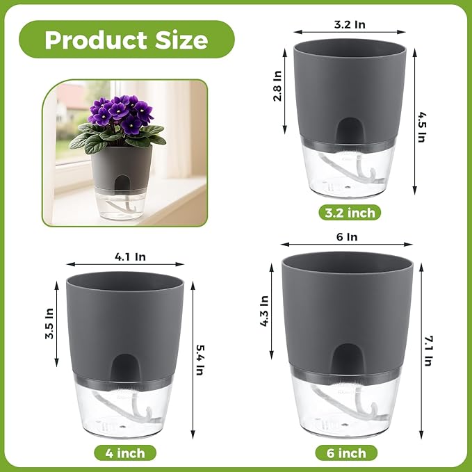 Planterhoma 8 Pack Self Watering Pots - Image 3