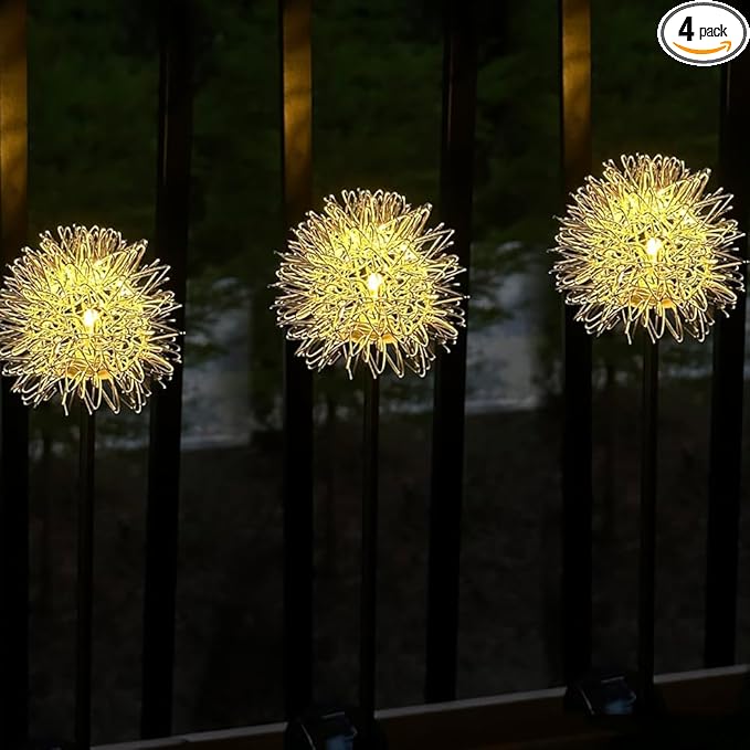 GUOCHENG Dandelion Solar Garden Lights, 4 Pack Solar Metal Dandelion Light by GUOCHENG