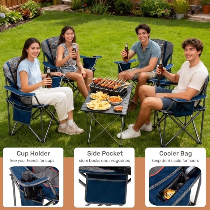 FAIR WIND Heavy Duty Camping Chair, Oversized Padded Folding Chair - Image 8