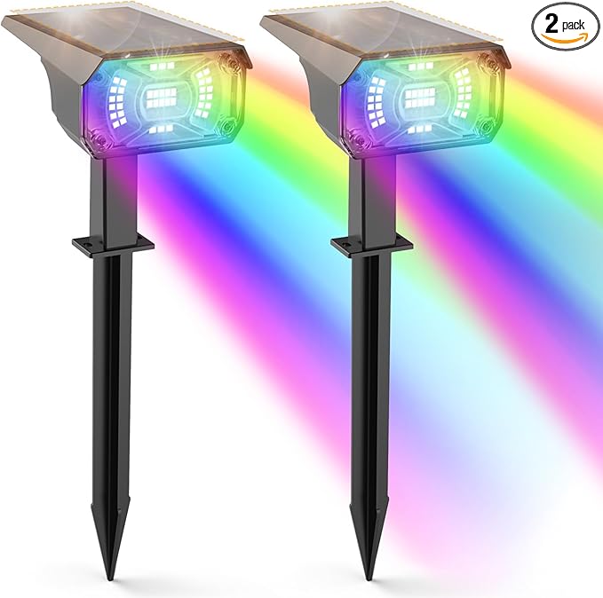 Solar Spotlights for Outside 2 Pack, Auto On/Off Landscape Spotlights, USB & by Unknown