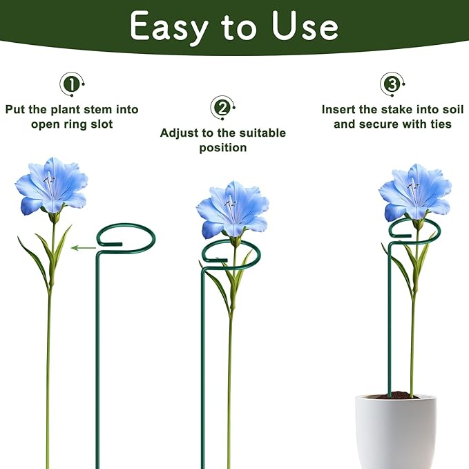FEED GARDEN 24 Inch 12 Pack Plant Support Stakes, Metal Garden Flower Stakes - Image 6
