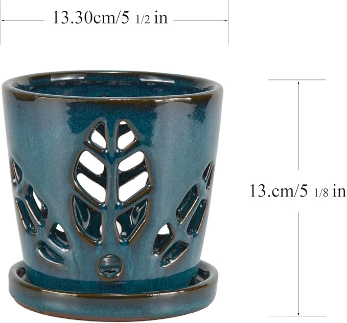 W&W Orchid Pot with Holes and Saucer - Image 6
