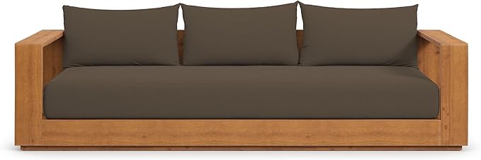 Modway Tahoe Acacia Wood Outdoor Patio Sofa in Natural Cocoa - Image 12