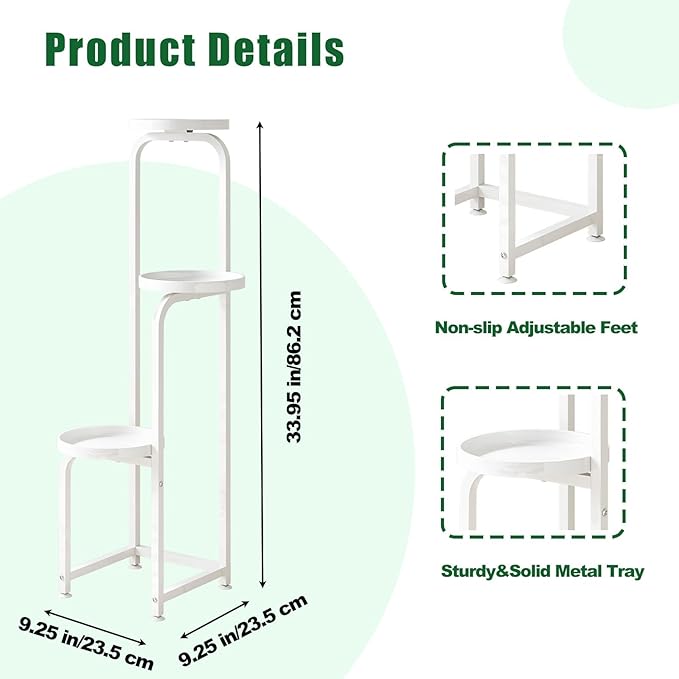 Plant Stand Indoor Outdoor 3 Tier Metal Plant Shelf - Image 4