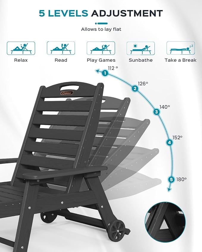 Outdoor Chaise Lounge Chair Set of 2, Patio Lounge Chairs - Image 4