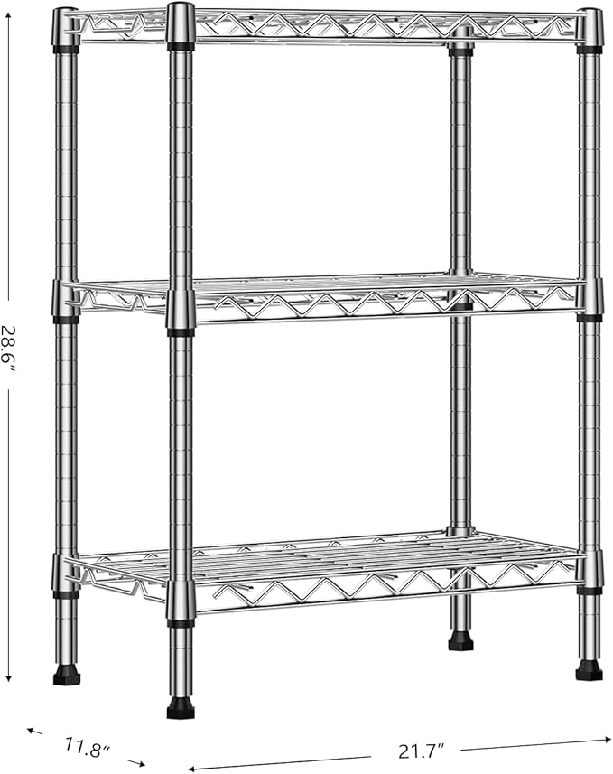 750 lbs 3 Tier Shelf Metal Storage Shelves Wire Rack Closet Organizers - Image 3