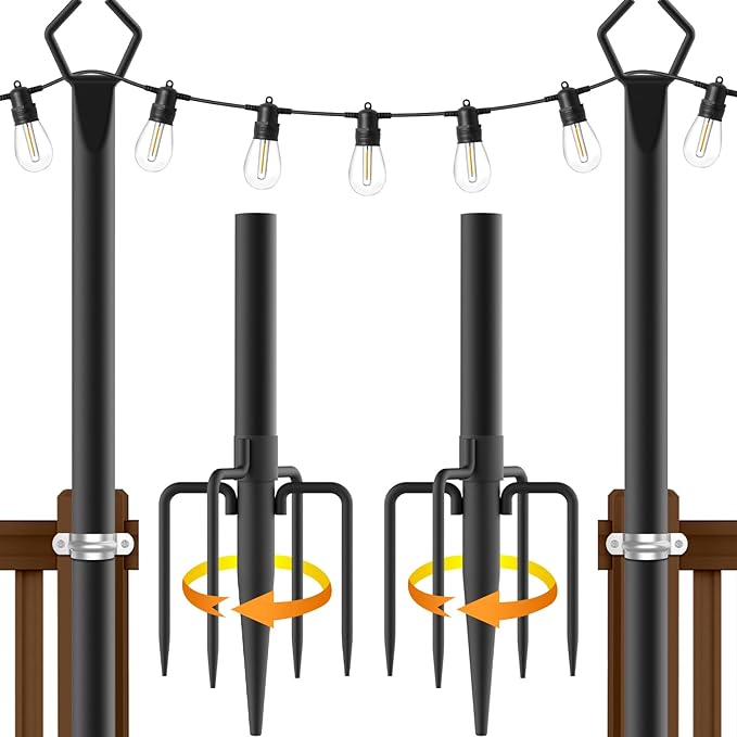 AILBTON 2 Pack 10Ft String Light Poles, Light Poles by AILBTON