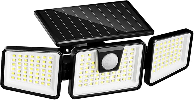 INCX Solar Motion Sensor Lights Outdoor, 3 Heads Security Lights Solar Powered by INCX
