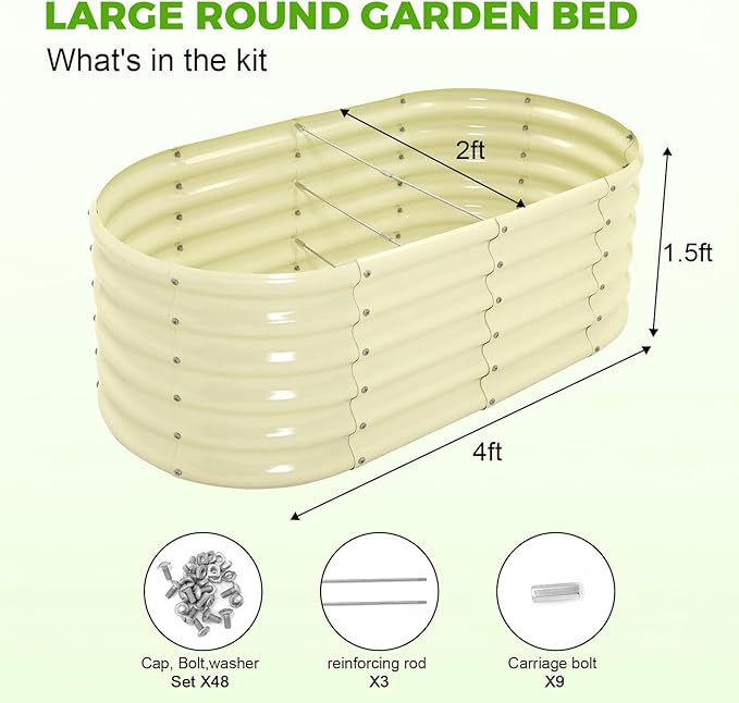 Land Guard 18“ Tall Outdoor Metal Raised Garden Bed, Oval Deep Root Planter Box - Image 2