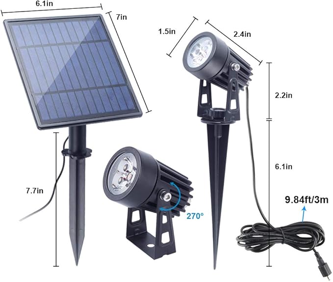 APONUO Solar Spotlights Landscape Lights Low Voltage Outdoor Solar Spotlight - Image 6