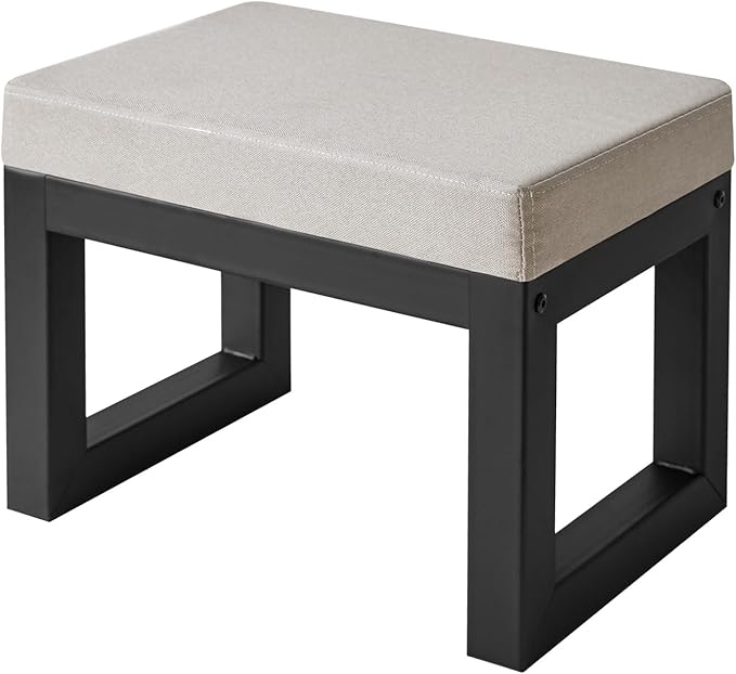 IBUYKE 16 Inch Small Foot Stool Ottoman, Rectangle Linen Foot Rest by IBUYKE