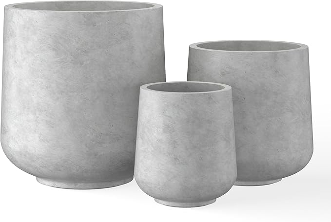 Kante 15.3"+11.6"+8.2" Dia Round Concrete Planter, Large Outdoor Indoor Planter by Kante