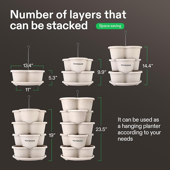 VIVOSUN 2-Pack 5 Tier Vertical Gardening Stackable Planter - Image 4