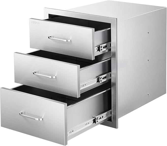 VEVOR Outdoor Kitchen Drawers 18.11" W x 23.23" D x 23.23" H, Triple-Access by VEVOR