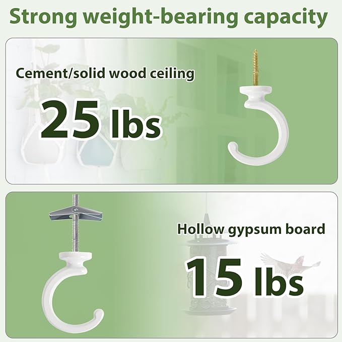 Mkono Ceiling Hooks for Hanging Plants, Swag Hook Plant Wall Hanger Heavy Duty - Image 3