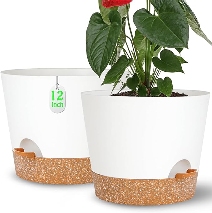 12+12Inch 2Pack Large Flower Pots by SESUN-E