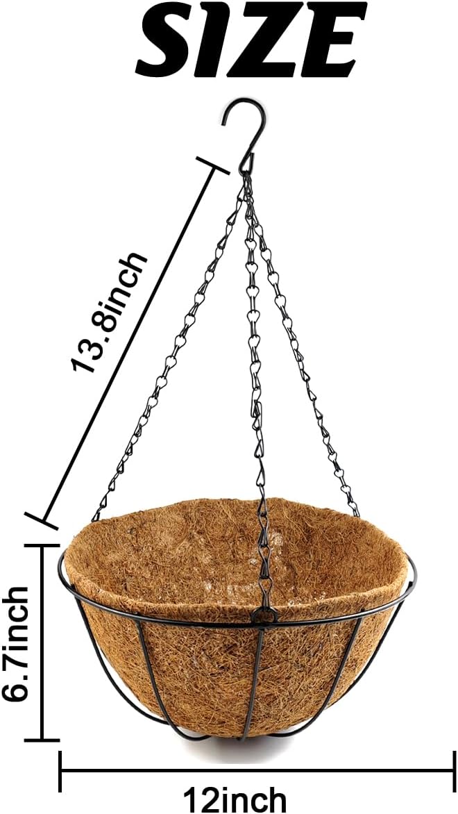 TIHOOD 4 Pack 12 inch Hanging Planter Basket Outdoor Large Hanging Flower Pots - Image 2