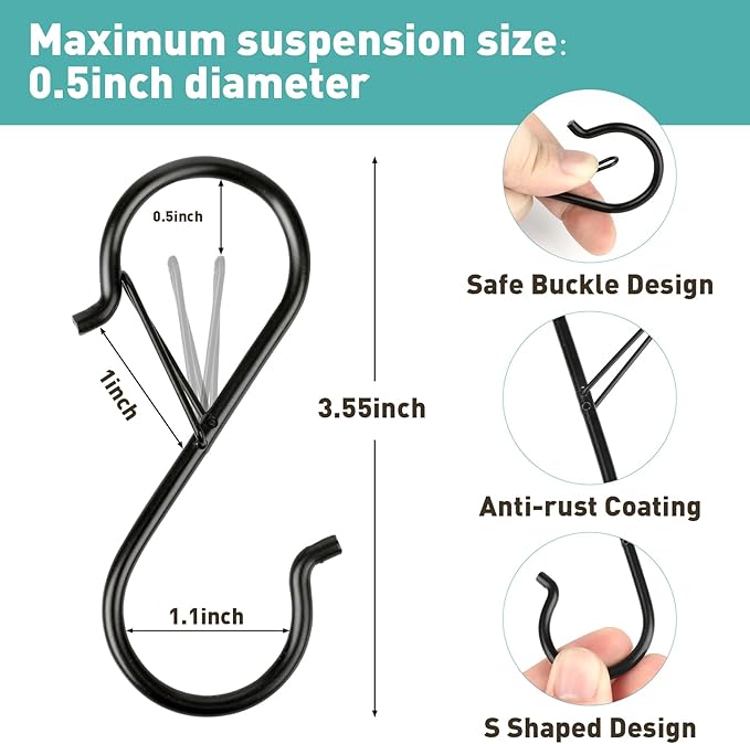 Navona 40 Pcs S Hooks for Hanging Heavy Duty, 3.5-inch Heavy Duty Metal S Hook - Image 2