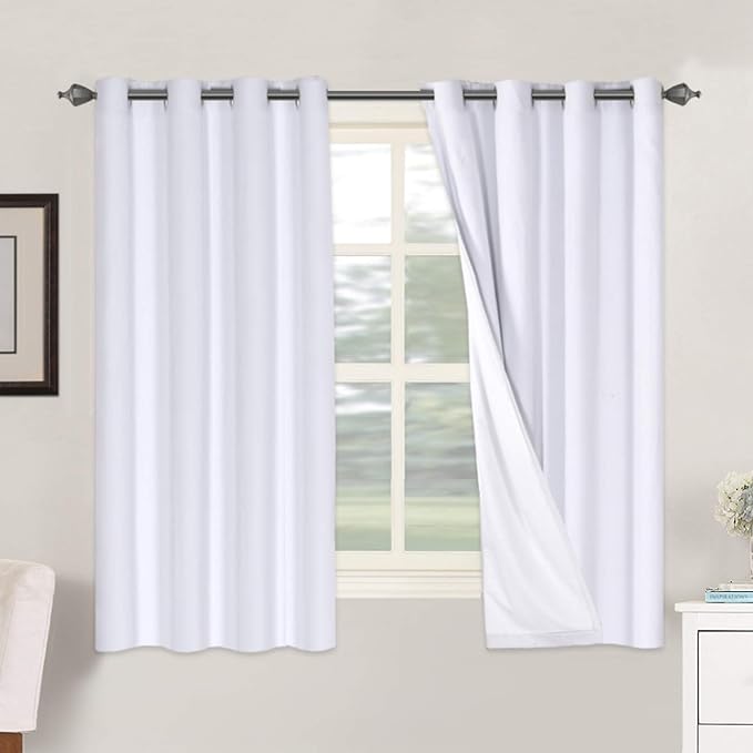 H.VERSAILTEX Linen Blackout Curtains 63 Inches Long 100% Blackout Thermal by HVERSAILTEX