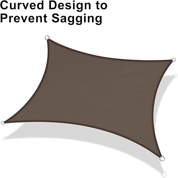 LOVE STORY Custom Size 8'x18' Brown Sun Shade Sail Rectangle UV Block Canopy - Image 6