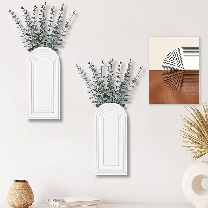 2 Pack Wooden Wall Vase Set - Image 7