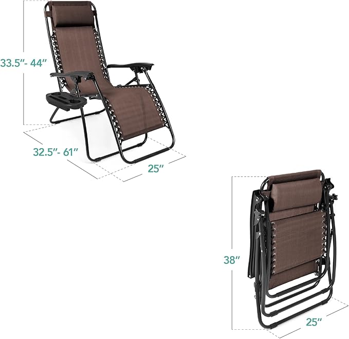 Best Choice Products Set of 2 Adjustable Steel Mesh Zero Gravity Lounge Chair - Image 3