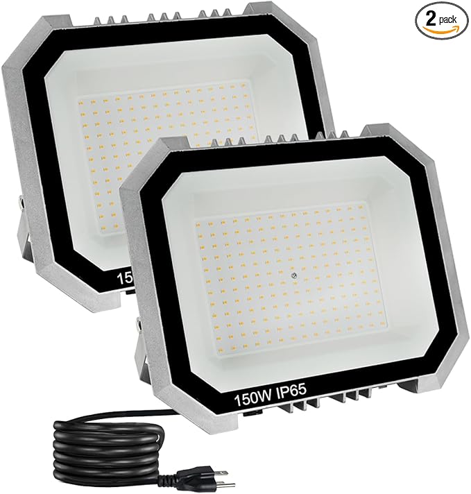 2 Pack LED Flood Lights Outdoor, 150W 15000LM Super Bright Floodlight Outside by LEDDICTIVE