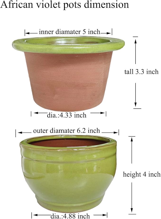 African Violet Pots Self Watering Round Ceramic Violet Pot - Image 3