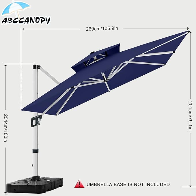 ABCCANOPY Patio Umbrella Cantilever Double Top Outdoor Offset Umbrella - Image 4