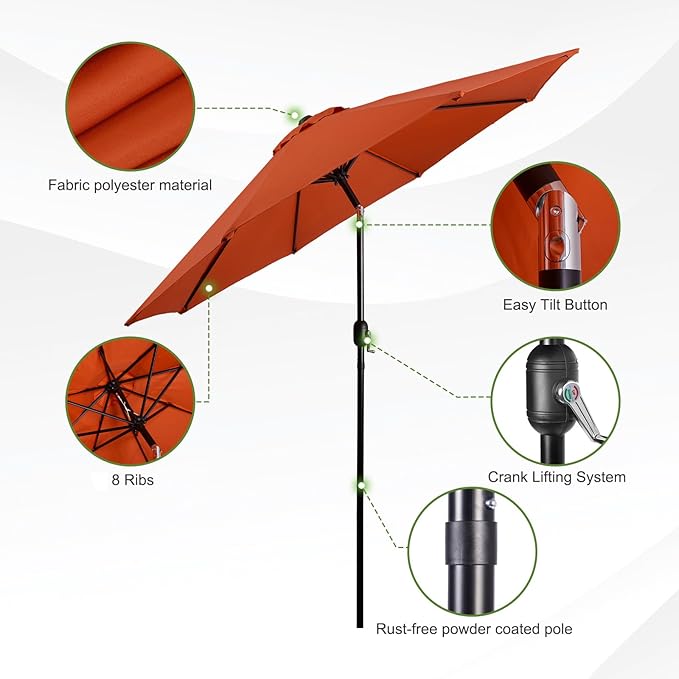 Backyard Expressions 9 ft. Patio Umbrella, Market Table Umbrella w/Tilt and - Image 3