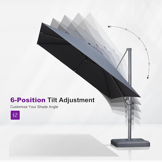 PURPLE LEAF Patio Umbrella 10' X 10' Rectangle Cantilever Umbrella Large - Image 8
