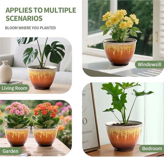 4 Pack Plastic Plant Pots Indoor - Image 7
