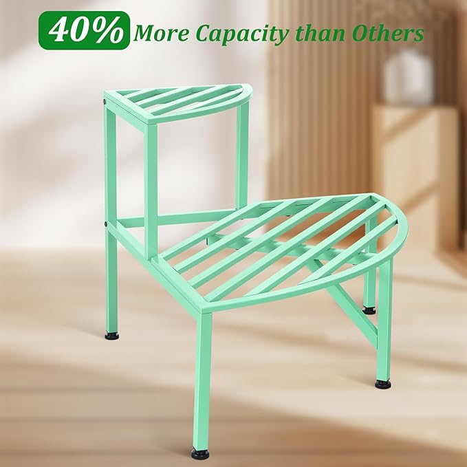 Corner Plant Stand Outdoor Metal, 2 Tier Heavy Duty Ladder Plant Shelf Indoor - Image 4