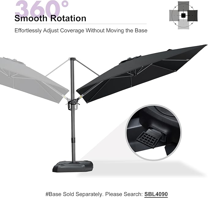 PURPLE LEAF 9 Feet Patio Umbrella Outdoor Cantilever Square Umbrella Aluminum - Image 6