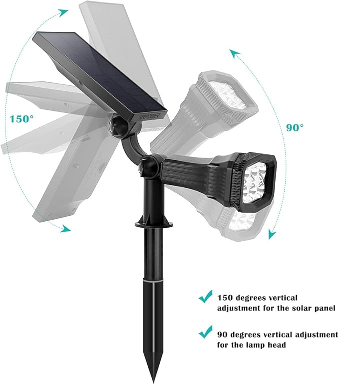 URPOWER Solar Lights Outdoor, Adjustable Solar Spot Lights Outdoor Spotlight - Image 2