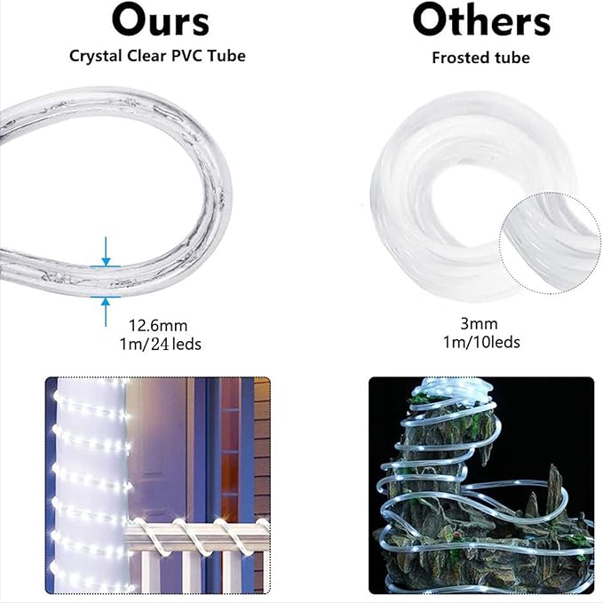 150ft LED Rope Lights Outdoor, 1080 LED Connectable and Flexible Tube Lights - Image 5