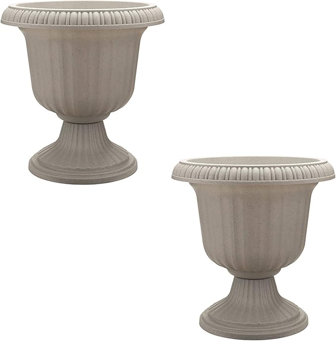 Southern Patio 2 Pack Utopian Urn Planter, Large 14 Inch Outdoor Pot, by SouthernPatio