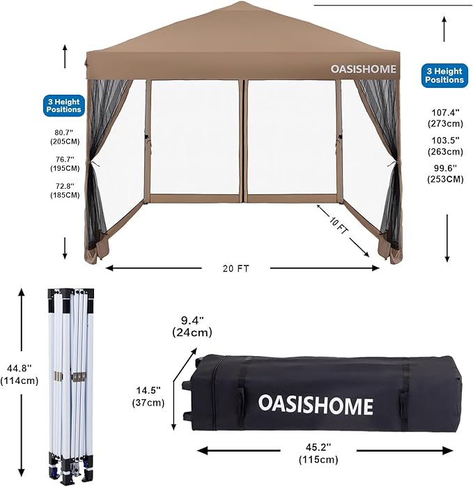 OASISHOME 10'x10' Pop-Up Gazebo Canopy Tent - Image 4