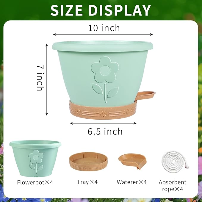 Plant Pots, Flower Pots for Indoor/Outdoor Plants, Self Watering Plastic - Image 3