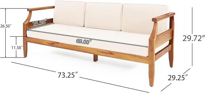 Christopher Knight Home Aston Outdoor 3 Seater Sofa, Upholstered Cushion Couch - Image 2