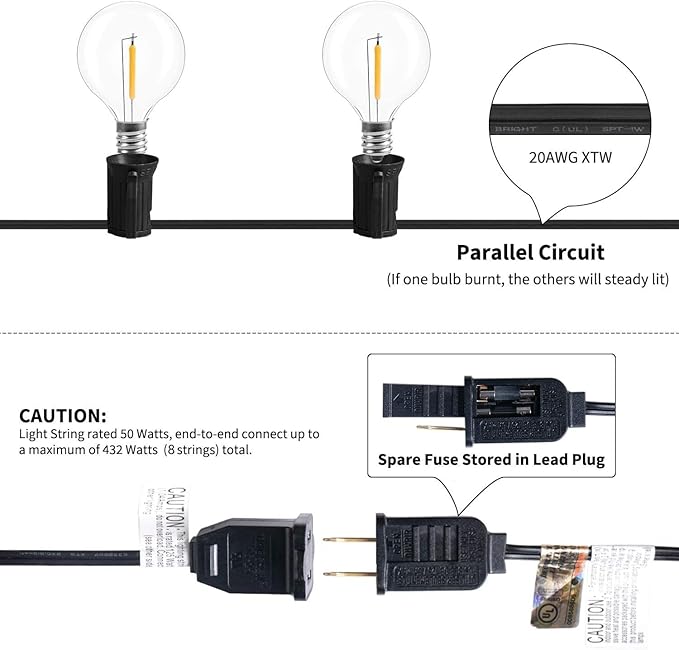 Brightown Led String Lights Outdoor 55Ft G40 Patio Lights - Image 7