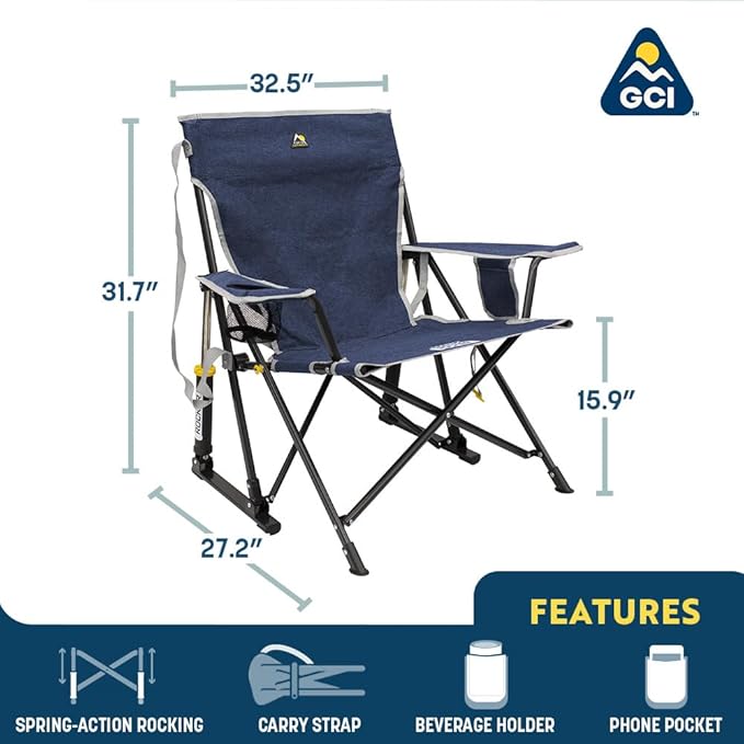 GCI Outdoor Kickback Rocker Camping Chair | Portable Folding Rocking Chair - Image 3
