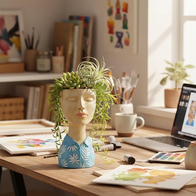 DiliComing Face Planter Pot Head Planter - Image 3