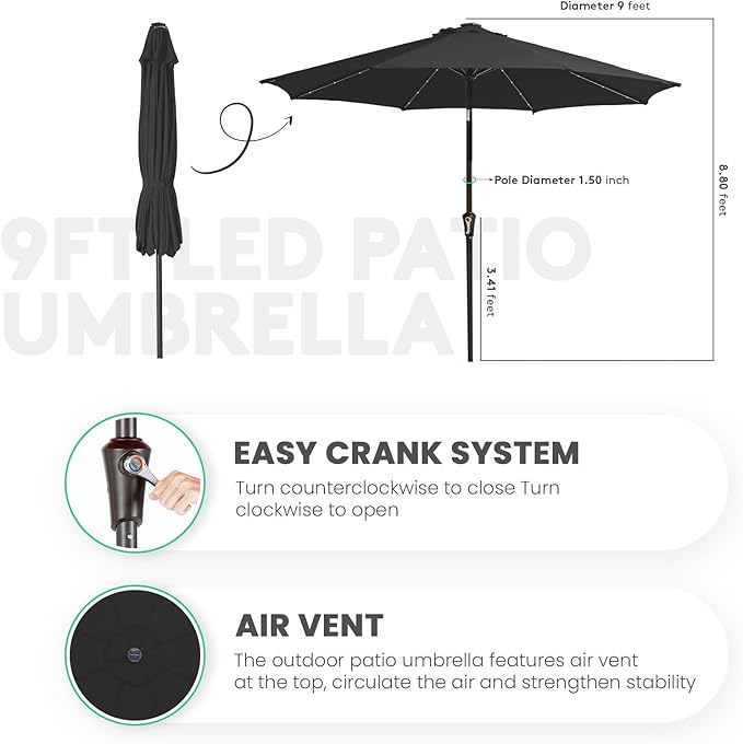 JEAREY 9FT Outdoor Patio Umbrella - Image 3