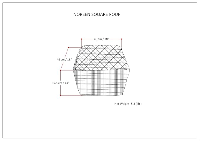 SIMPLIHOME Noreen Boho Square Pouf in Dark Blue and White Handloom Woven Pattern - Image 9