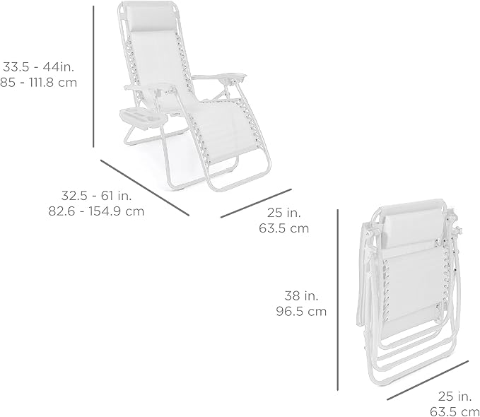 Best Choice Products Set of 2 Adjustable Steel Mesh Zero Gravity Lounge Chair - Image 2