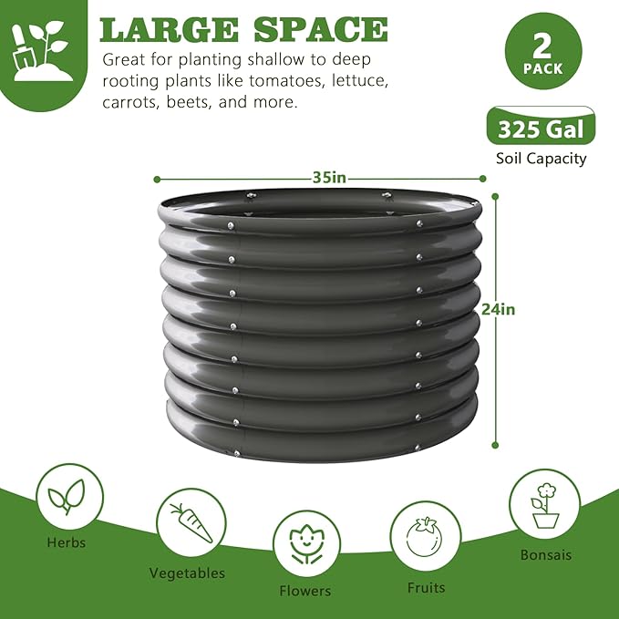 A ANLEOLIFE 2-Pack 3ft x 24” Tall Galvanized Raised Garden Beds Outdoor - Image 2