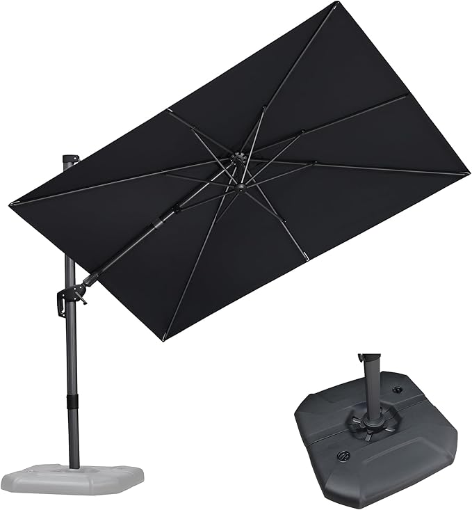 PURPLE LEAF 6.5' X 10' Right-left Tilt Patio Umbrella by PURPLELEAF