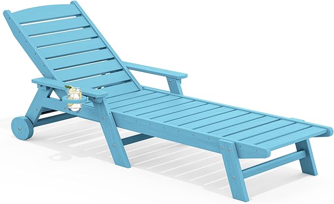 SERWALL Patio Chaise Lounge Chair, Poly Lounge Chair by SERWALL